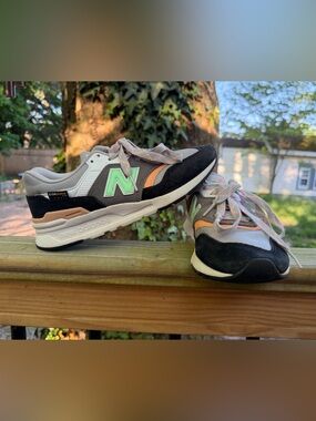 New Balance 997H Cordura Gray & Black Sneakers with Neon Green and Tan Accents